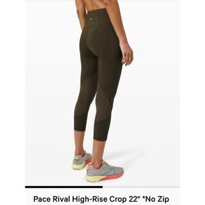 Lululemon Pace Revival Leggings Womens Running High Rise Crop 22” Olive Green 10